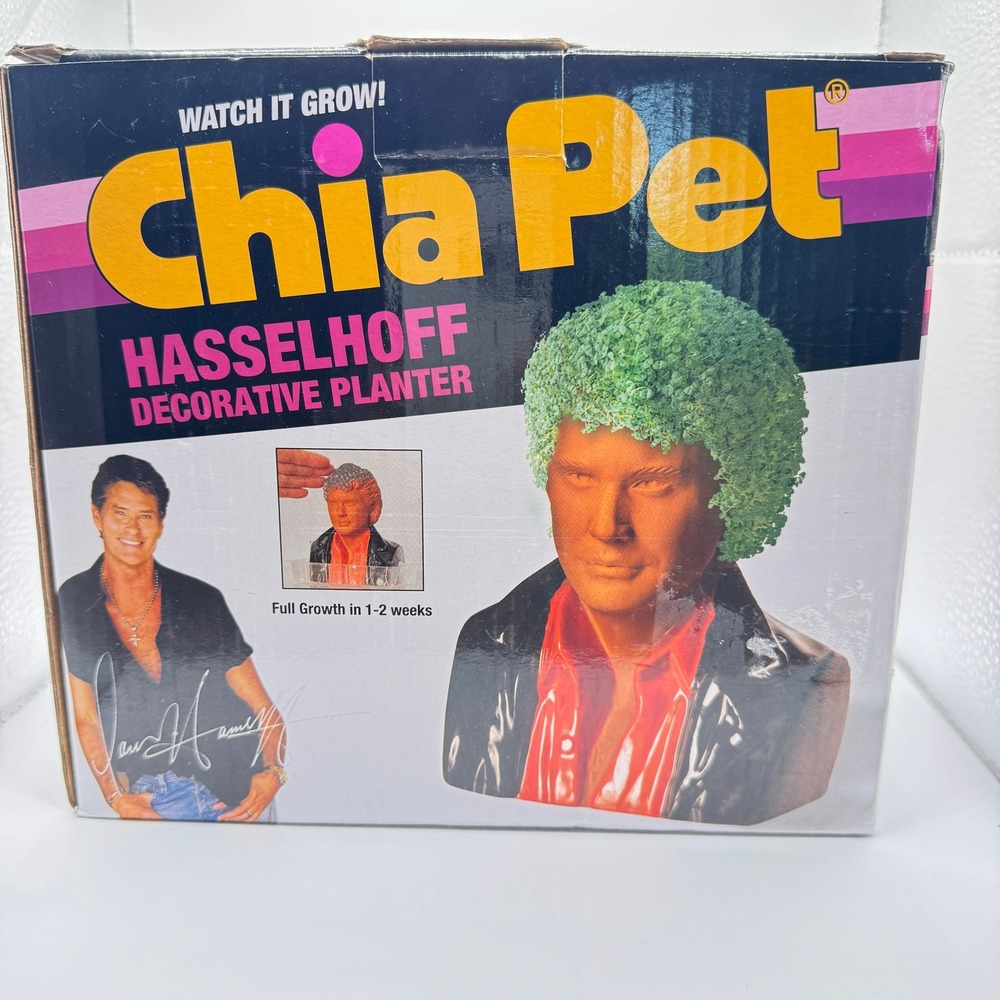 Chia Pet David Hasselhoff Decorative Planter Novelty Pottery Kit New‎ Open Box